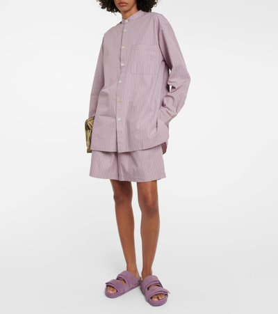 Shop Birkenstock 1774 X Tekla Striped Cotton Pajama Shirt In Purple