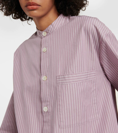 Shop Birkenstock 1774 X Tekla Striped Cotton Pajama Shirt In Purple