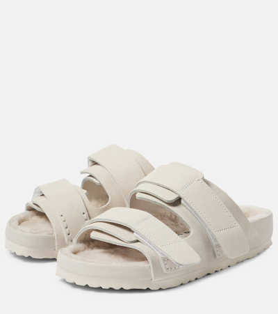 Shop Birkenstock 1774 X Tekla Uji Suede Slides In White