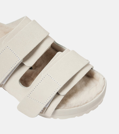 Shop Birkenstock 1774 X Tekla Uji Suede Slides In White