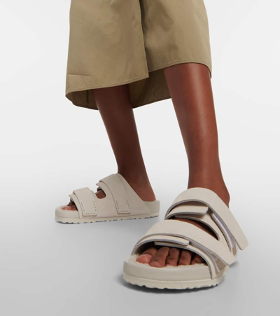 Shop Birkenstock 1774 X Tekla Uji Suede Slides In White