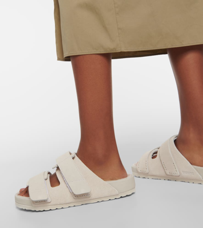 Shop Birkenstock 1774 X Tekla Uji Suede Slides In White