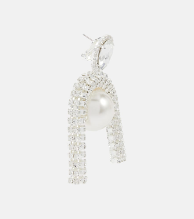 Shop Magda Butrym Pearl And Crystal-embellished Earrings In Silver