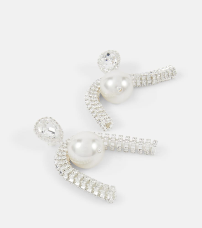 Shop Magda Butrym Pearl And Crystal-embellished Earrings In Silver