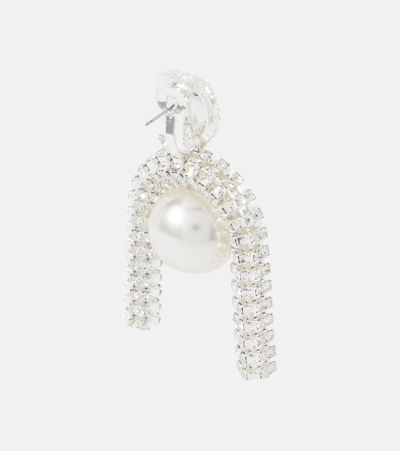 Shop Magda Butrym Pearl And Crystal-embellished Earrings In Silver