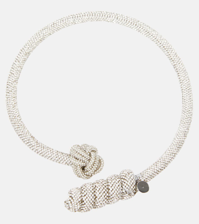 Shop Max Mara Sand Crystal-embellished Necklace In Silver
