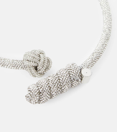 Shop Max Mara Sand Crystal-embellished Necklace In Silver