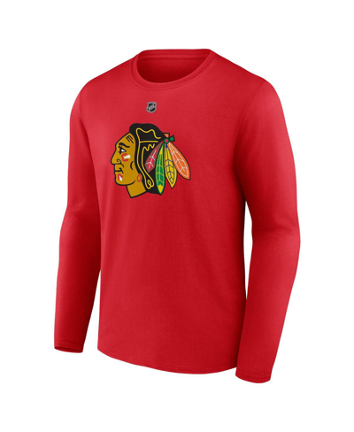Fanatics Men's  Connor Bedard Red Chicago Blackhawks Authentic Stack Name And Number Long Sleeve T-sh In Red