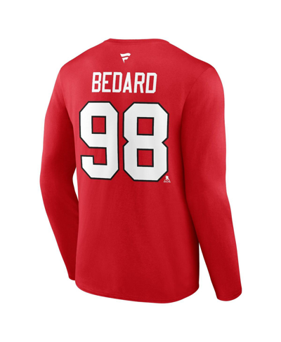 Fanatics Men's  Connor Bedard Red Chicago Blackhawks Authentic Stack Name And Number Long Sleeve T-sh In Red