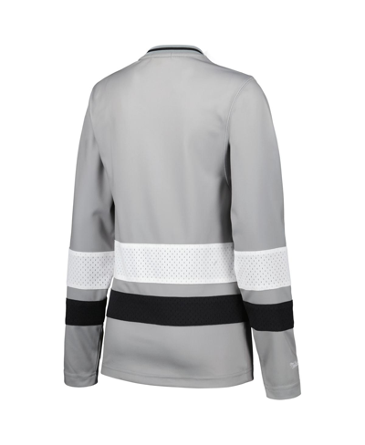 Mitchell & Ness Women's  Silver Distressed Las Vegas Raiders Big Face 7.0 Long Sleeve Jersey T-shirt In Silver
