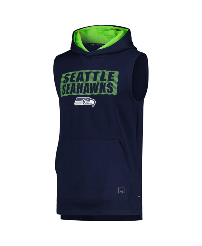 Shop Msx By Michael Strahan Men's  College Navy Seattle Seahawks Marathon Sleeveless Pullover Hoodie