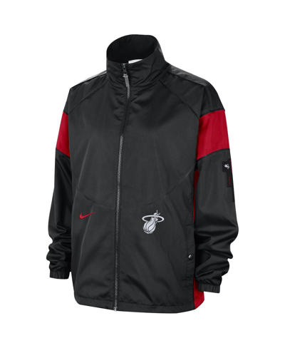 Shop Nike Women's  Black/red Miami Heat 2023/24 City Edition Courtside Swoosh Fly Full-zip Jacket In Black,red