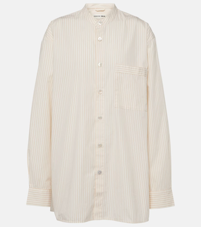 Shop Birkenstock 1774 X Tekla Striped Cotton Pajama Shirt In Beige