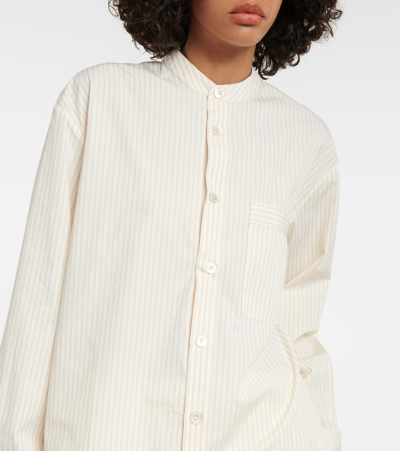 Birkenstock 1774 X Tekla Striped Cotton Pajama Shirt In Beige