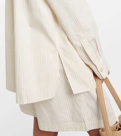 Birkenstock 1774 X Tekla Striped Cotton Pajama Shirt In Beige