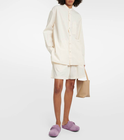 Birkenstock 1774 X Tekla Striped Cotton Pajama Shirt In Beige