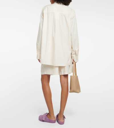 Birkenstock 1774 X Tekla Striped Cotton Pajama Shirt In Beige