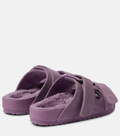 Birkenstock 1774 Uji Suede And Leather Slippers In Purple