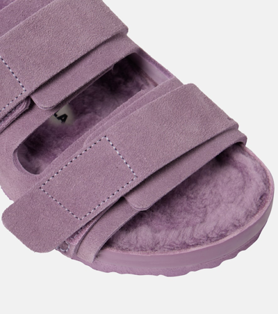 Birkenstock 1774 Uji Suede And Leather Slippers In Purple