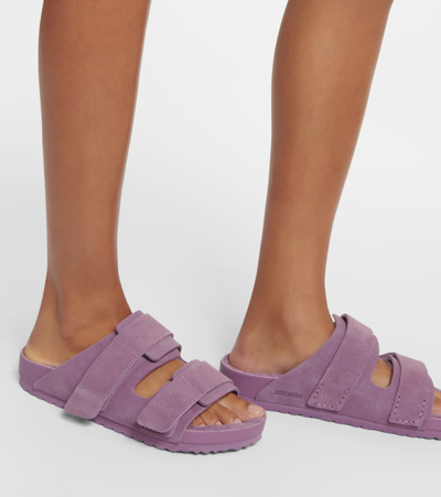 Birkenstock 1774 Uji Suede And Leather Slippers In Purple