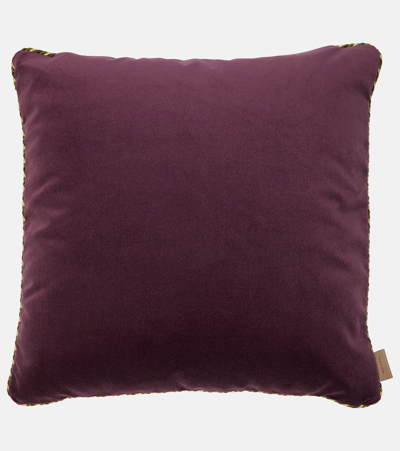 Shop Etro Embroidered Cotton And Velvet Cushion In Multicoloured
