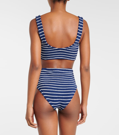Shop Hunza G Nadine Striped Bikini In Blue