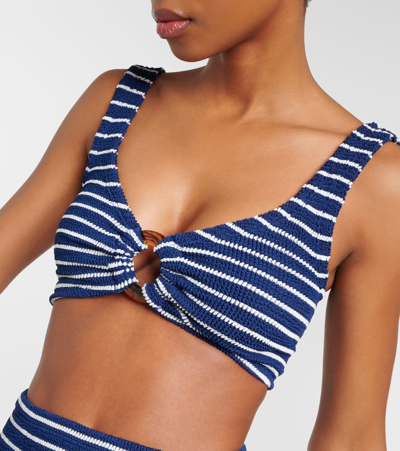 Shop Hunza G Nadine Striped Bikini In Blue