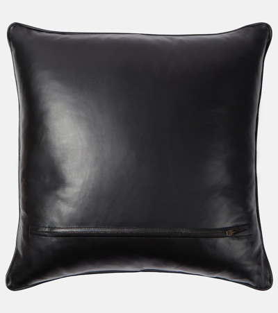 Shop Gucci Horsebit Jacquard Velvet Cushion In Black