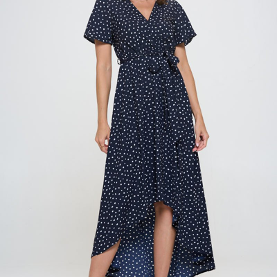 Shop West K Woven Georgia Faux Wrap Dress With High-low Hem And Tie Waist In Blue