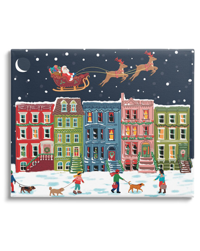 Shop Stupell Snowy Christmas Town Santa Overhead By Nancy Mckenzie Wall Art