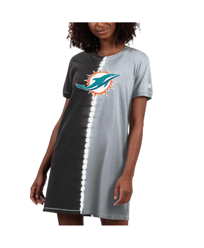 Shop Starter Women's  Black Miami Dolphins Ace Tie-dye T-shirt Dress