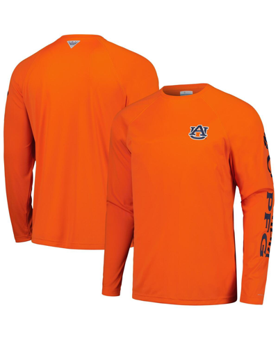 Shop Columbia Men's  Orange Auburn Tigers Terminal Tackle Omni-shade Raglan Long Sleeve T-shirt