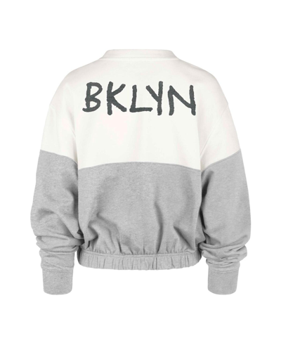 Shop 47 Brand Women's ' Cream Distressed Brooklyn Nets 2022/23 City Edition Take Two Bonita Sweatshirt