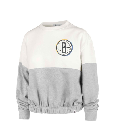 Shop 47 Brand Women's ' Cream Distressed Brooklyn Nets 2022/23 City Edition Take Two Bonita Sweatshirt