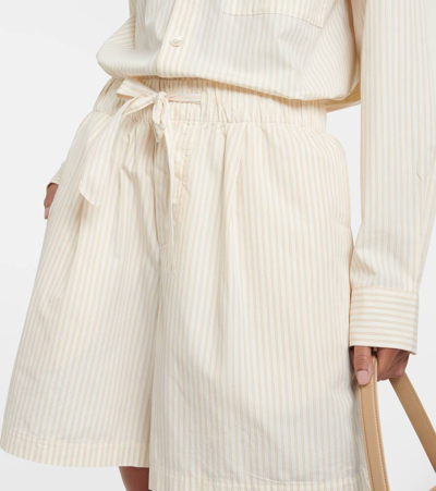 Shop Birkenstock 1774 X Tekla Striped Cotton Pajama Shorts In Beige