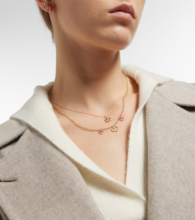 Sydney Evan Three Hearts 14kt Gold Necklace With Diamonds In Gold