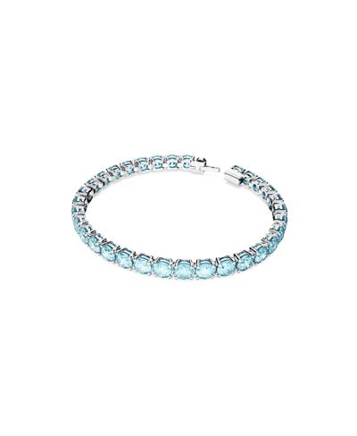 Shop Swarovski Crystal Round Cut Matrix Tennis Bracelet In Blue