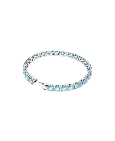Shop Swarovski Crystal Round Cut Matrix Tennis Bracelet In Blue