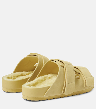 Shop Birkenstock 1774 X Tekla Uji Suede Slides In Beige