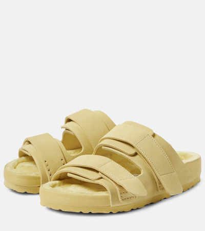 Shop Birkenstock 1774 X Tekla Uji Suede Slides In Beige