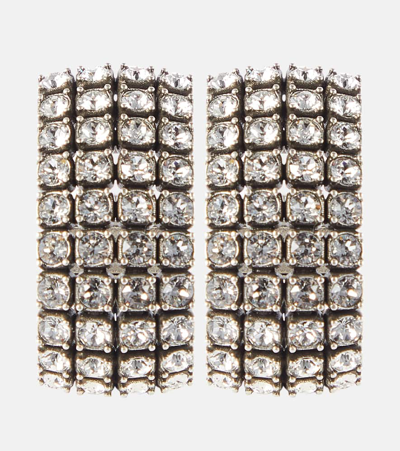 Shop Balenciaga Glam Crystal-embellished Ear Cuffs In Silver