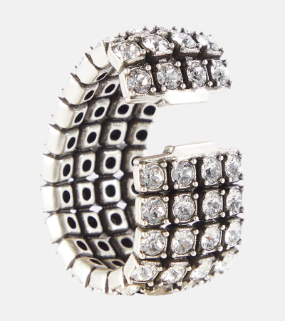 Shop Balenciaga Glam Crystal-embellished Ear Cuffs In Silver
