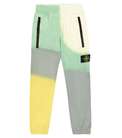 Shop Stone Island Junior Tie-dye Cotton Sweatpants In Multicoloured