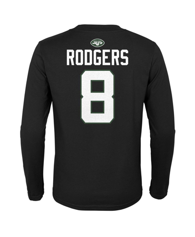 Shop Outerstuff Big Boys Aaron Rodgers Black New York Jets Mainliner Player Name And Number Long Sleeve T-shirt