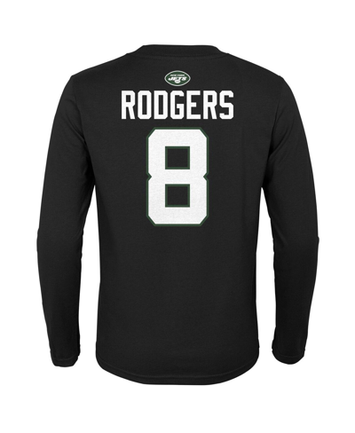 Outerstuff Big Boys Aaron Rodgers Black New York Jets Mainliner Player Name And Number Long Sleeve T-shirt In Black
