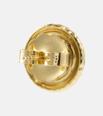 Octavia Elizabeth Palm 18kt Gold Earrings With Aquamarines In Green