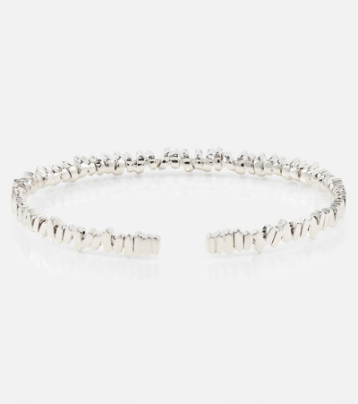 Suzanne Kalan Classic 18kt White Gold Bangle With Diamonds In Metallic