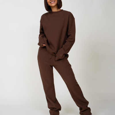 Shop Eptm Thermal Flare Pants In Brown