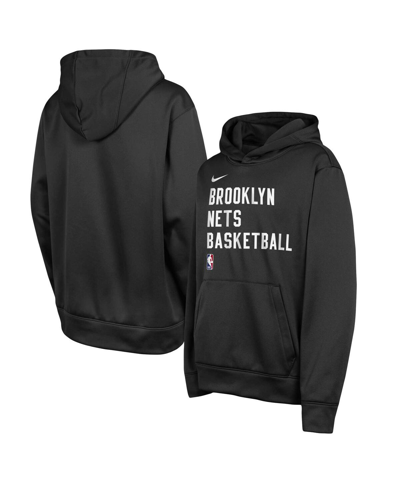 Shop Nike Big Boys  Black Brooklyn Nets Spotlight Performance Pullover Hoodie