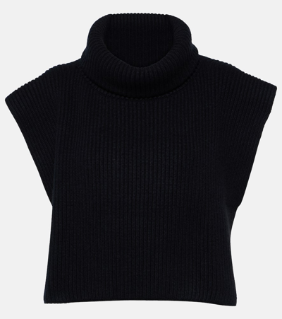 Shop The Row Eppie Ribbed-knit Cashmere Collar In Blue